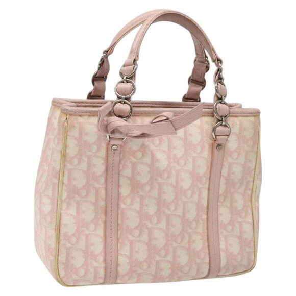 Dior Handbags - Christian Dior Trotter Canvas Romantic Hand Bag PVC Pink Silver